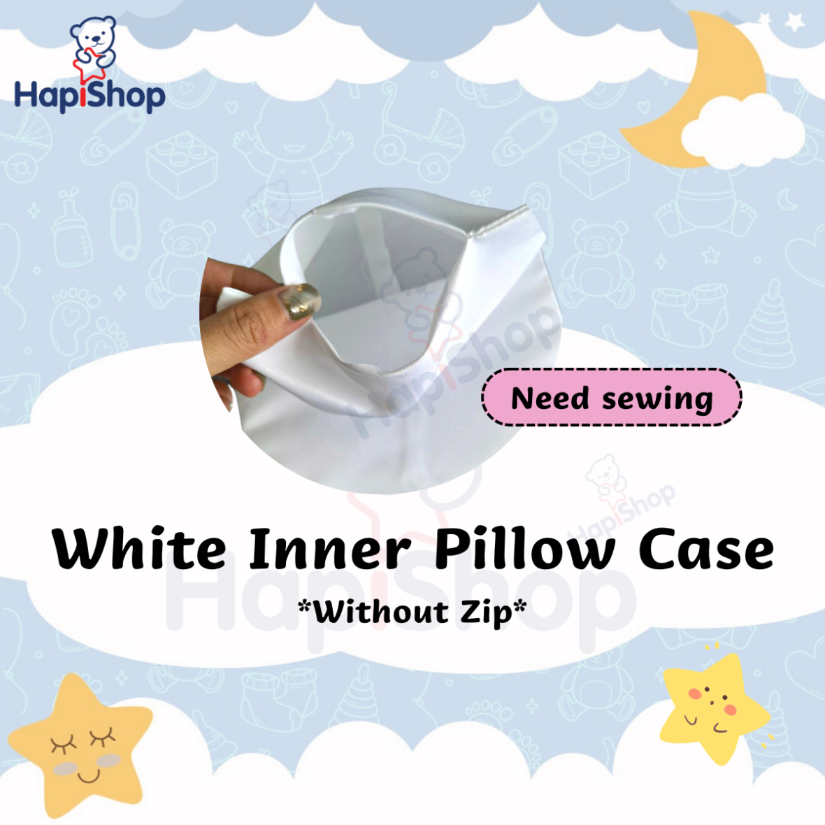 hapishopper_hapishop_快乐店铺_hapishopMY_JenniferSiHui_内胆套ABCD_白枕芯套ABCD_ Zip White PillowCase ABCD _White Inner Pillow Case ABCD __Without Zip Inner Pillow ABCD_starmami_homemade_解图cover abcd