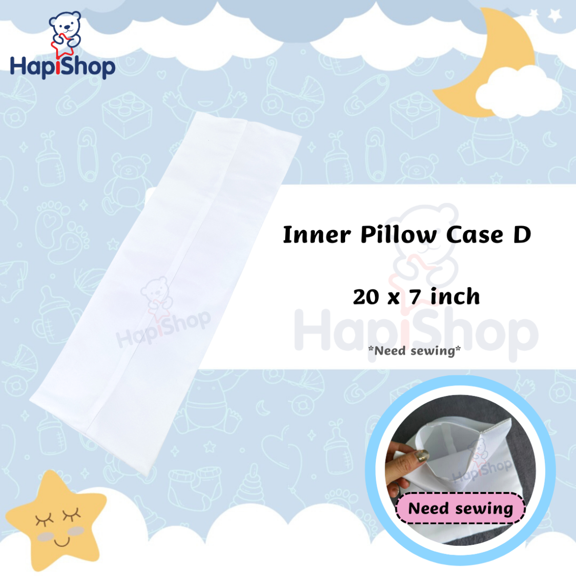 White Inner Pillow Case D – 白枕芯内袋 D