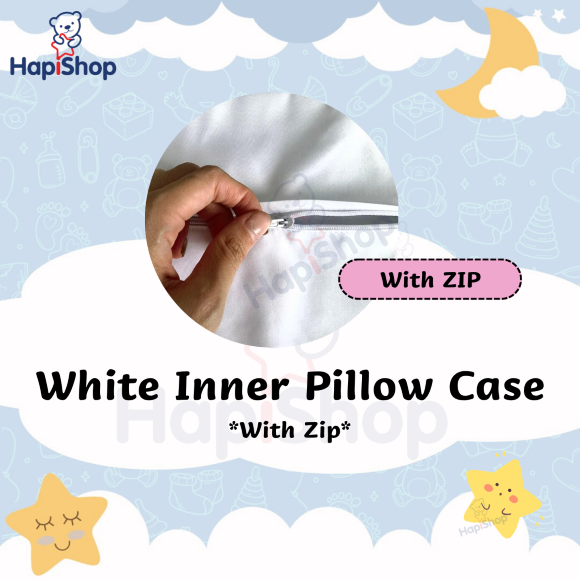 hapishopper_hapishop_快乐店铺_hapishopMY_JenniferSiHui_拉链内胆套ABCD_拉链白枕芯套ABCD_ Zip White PillowCase ABCD _with ZIP Inner Pillow Case ABCD_Zip Inner Pillow ABCD_starmami_homemade_解图cover ABCD